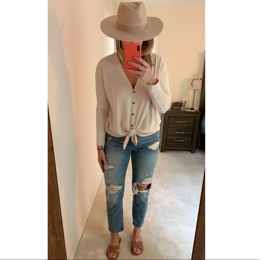 Cream tied top